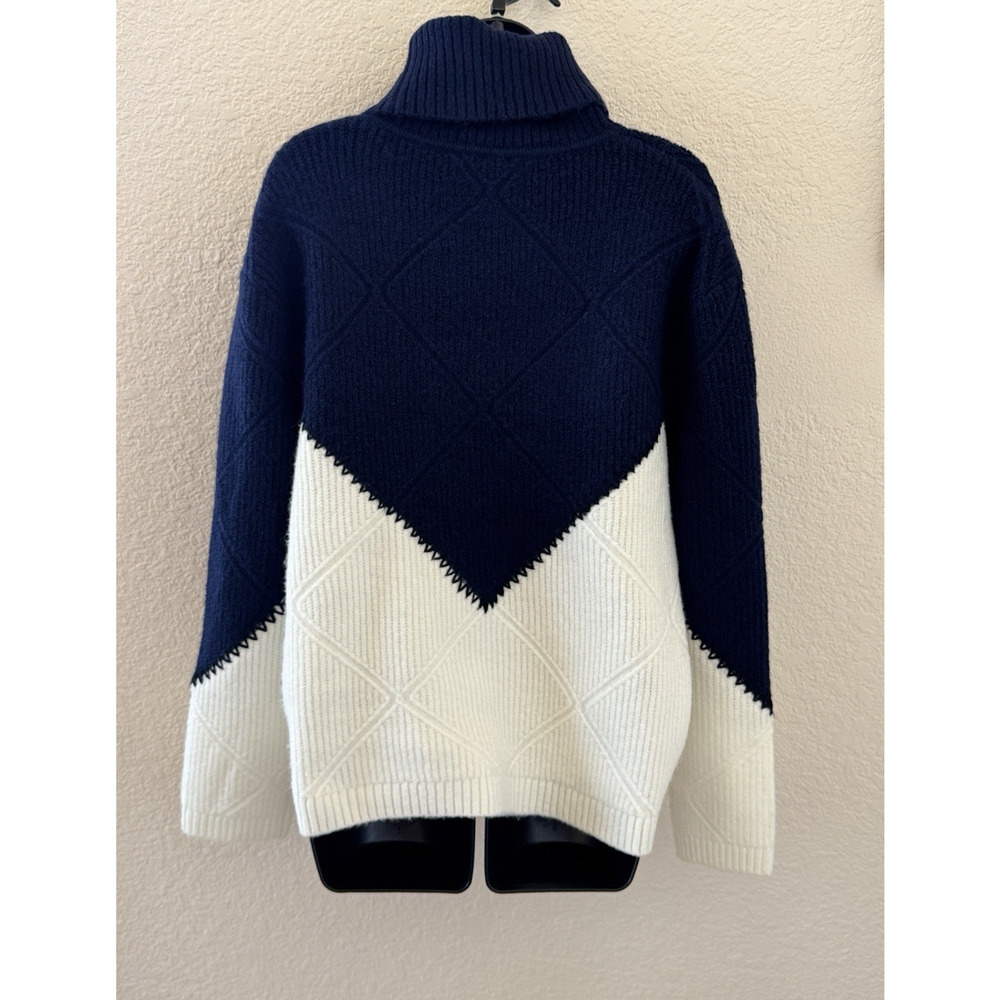Tuckernuck Hyacinth House Sweater Navy White Diamond Demi Turtleneck Small - Picture 3 of 10